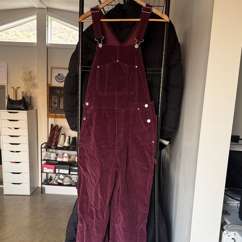 Aritzia Burgundy Corduroy Overalls